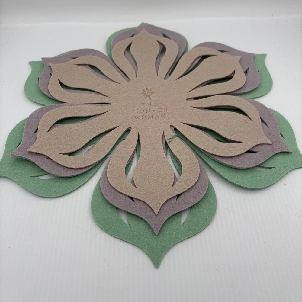 Pioneer Woman Pot Protectors Set 4 Colors Felt Cookware Dividers Floral Green